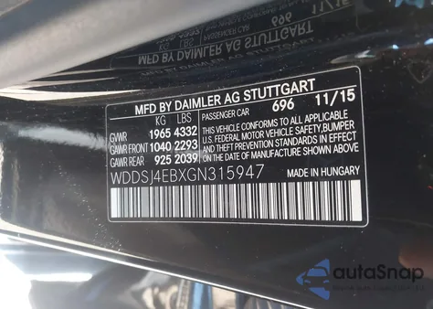 2016 Mercedes-Benz Cla 250 из США, поврежденный, VIN WDDSJ4EBXGN315947